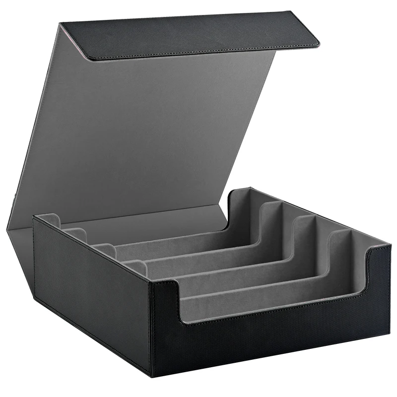 Trading Card Storage Box, Holds 3000+ Cards, Magnetic PU Leather Card Box, Fits for Magic, TCG Card, Sports Cards