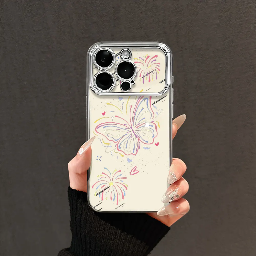 Colorful Fashion Luxury Butterfly Line Electric Ferry Large Window Phone Case For Samsung A22 A23 A32 A51 A20 4G 5G Shell