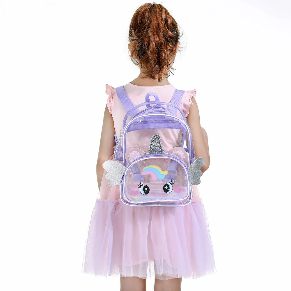 Kawaii Cartoon Unicorn Backpack For Baby Boys Girls Cute Transparent Wings Children Schoolbag Kindergarten Schoolbag Kids Gifts