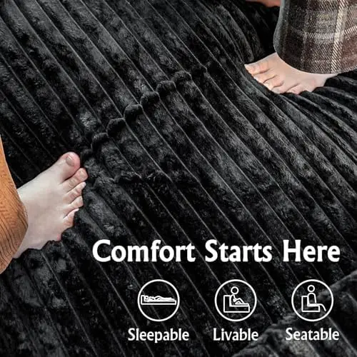 104-Inch modern modular L-recliner combination sofa black