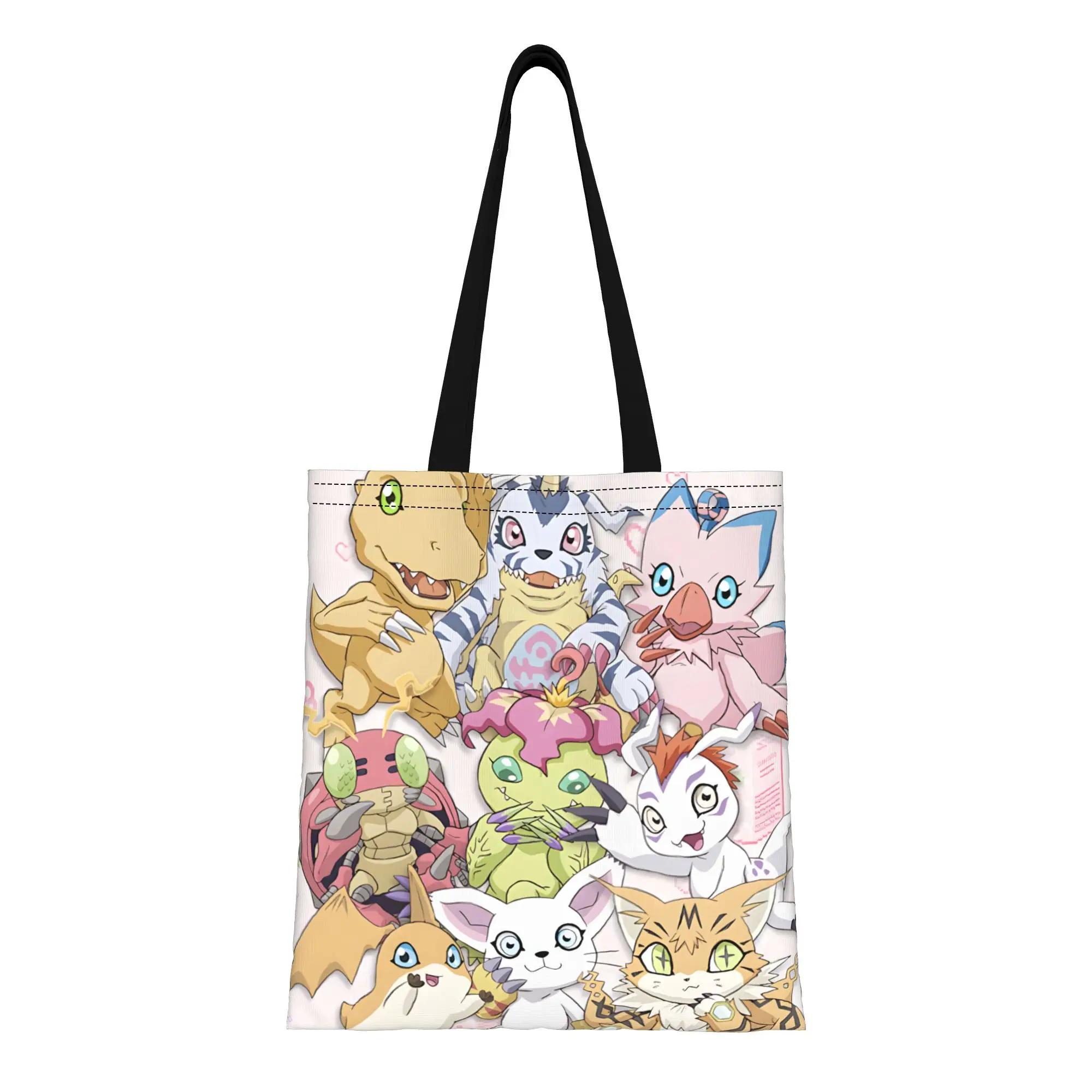 1PC 1999 Crew Canvas Tote Bag Digimon Canvas Tote Bag Perfect for Shopping Grocery Travel & Outdoor