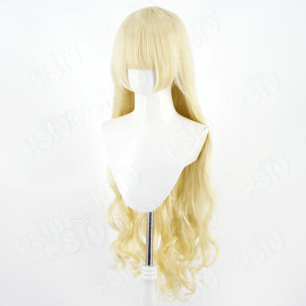 Peluca de Cosplay de Anime GOSICK Victorique, peluca sintética de pelo rizado rubio claro de 100CM de largo + gorro de peluca, peluca para fiesta de Halloween