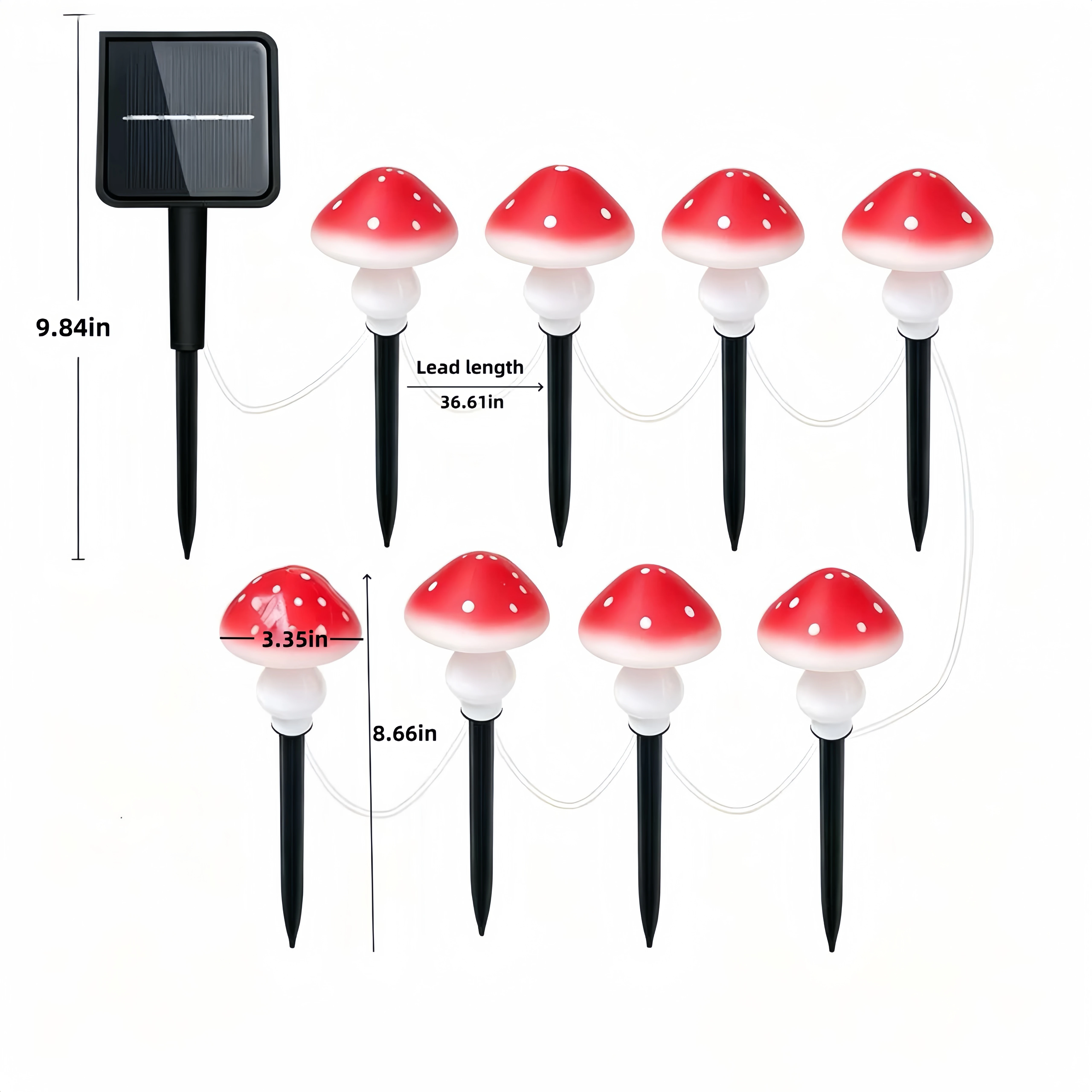Solar Mushroom String Lights Waterproof Outdoor Stake Lights for Yard Lawn Patio Christmas Halloween Holiday Decor