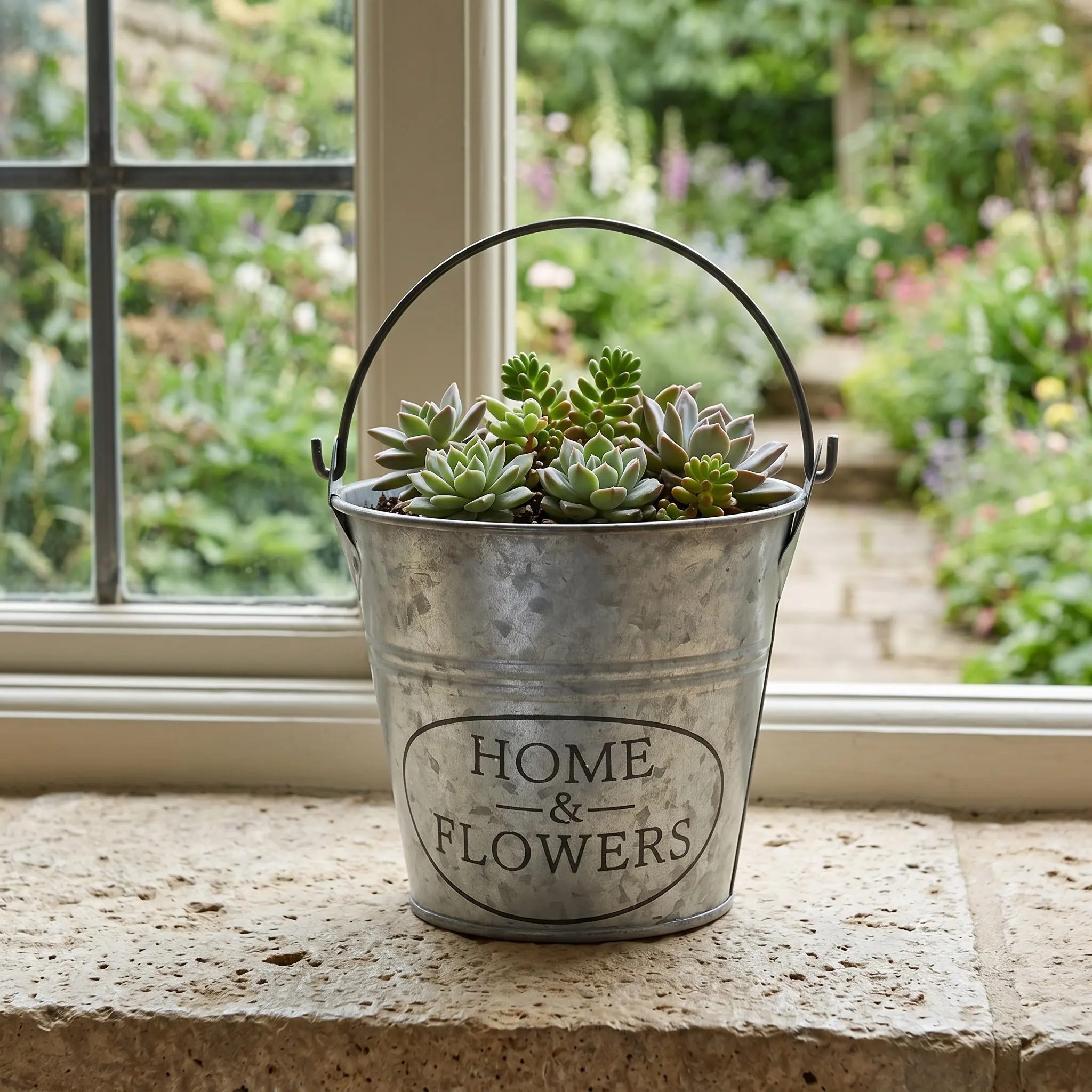 4Pcs Country Style Iron Flower Bucket Vintage Retro Planter for Home Furnishings Flower Garden Green Balcony Decor