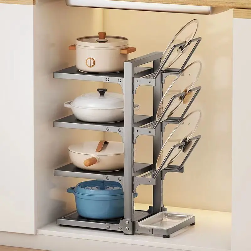 

3-5 Tier Pots Pans Organizer Kitchen Shelves Pot Rack Pot Storage Shelf Cabinet Kitchen Sink Corner Storage Closet Organizer