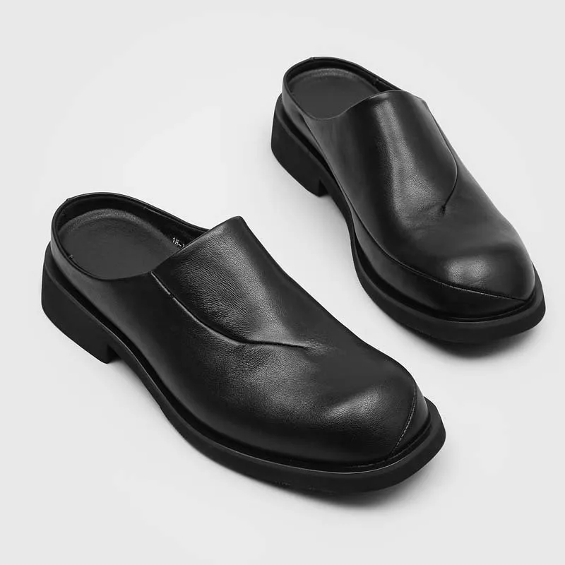 Men's Autumn Winter Vintage Commuter Closed-Toe Slip-On Sandals, Black, Outdoor Casual Wear