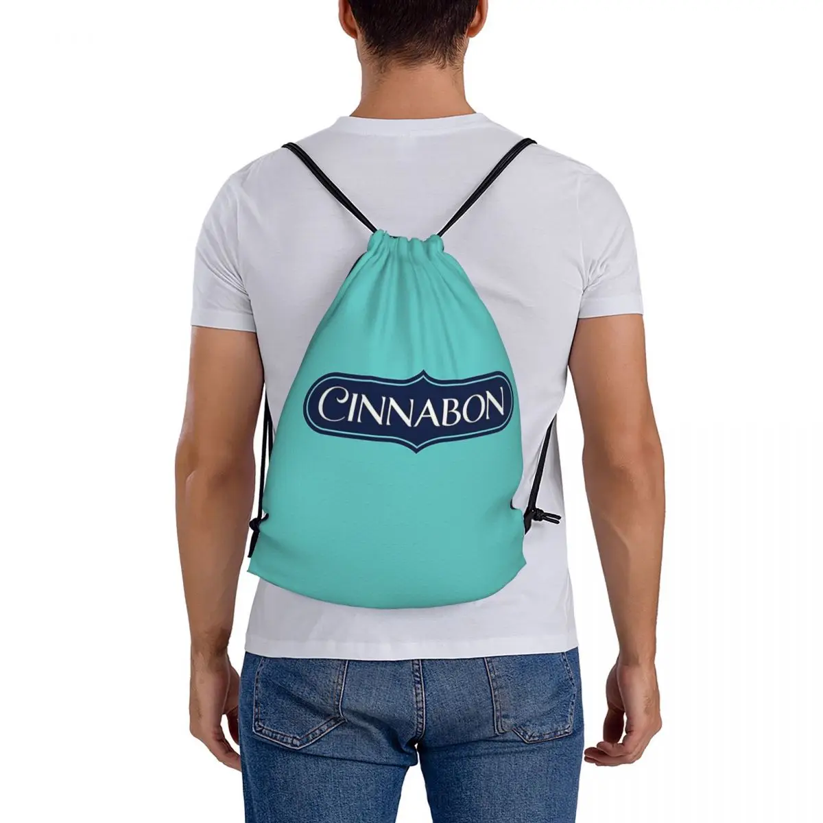 Cinnabon-mochilas con cordón para hombre y mujer, morrales deportivos con cordón, portátiles e informales, para libros y escuela