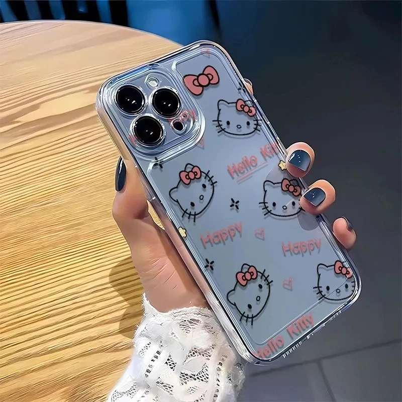 Full Screen Hello Kitty KT Head Bow Phone Case For iPhone 16 15 14 13 Pro Max 11 12 13 Pro X XR 7 8 Plus Cute Girl Y2K Cover - náhled 3