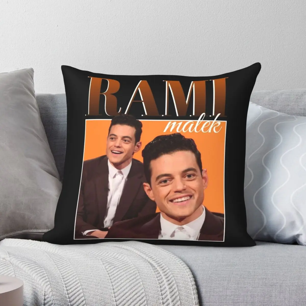 90's Vintage Rami Malek Pillowcase Polyester Linen Velvet Pattern Zip Decor Pillow Case Home Cushion Cover