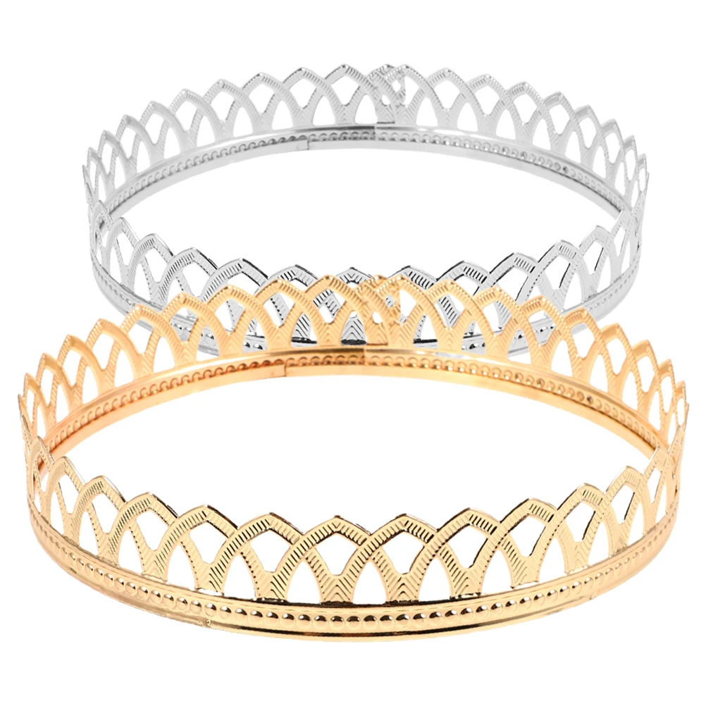 2 Pcs Tiara Gold American Men's Headdress Crown Charms for Bracelets Molding Corner Blocks Metal