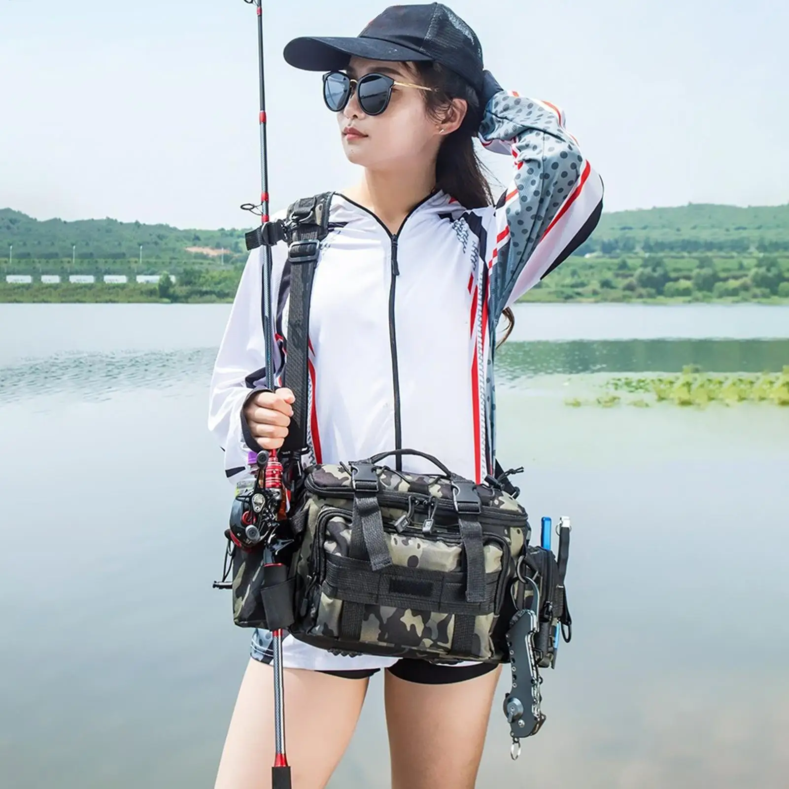 

Сумка для снастей большой вместимости, органайзер для снаряжения, водонепроницаемая сумка-ящик для хранения снастей для использования на открытом воздухе, в соленой и пресной воде, на озере, реке, берегу