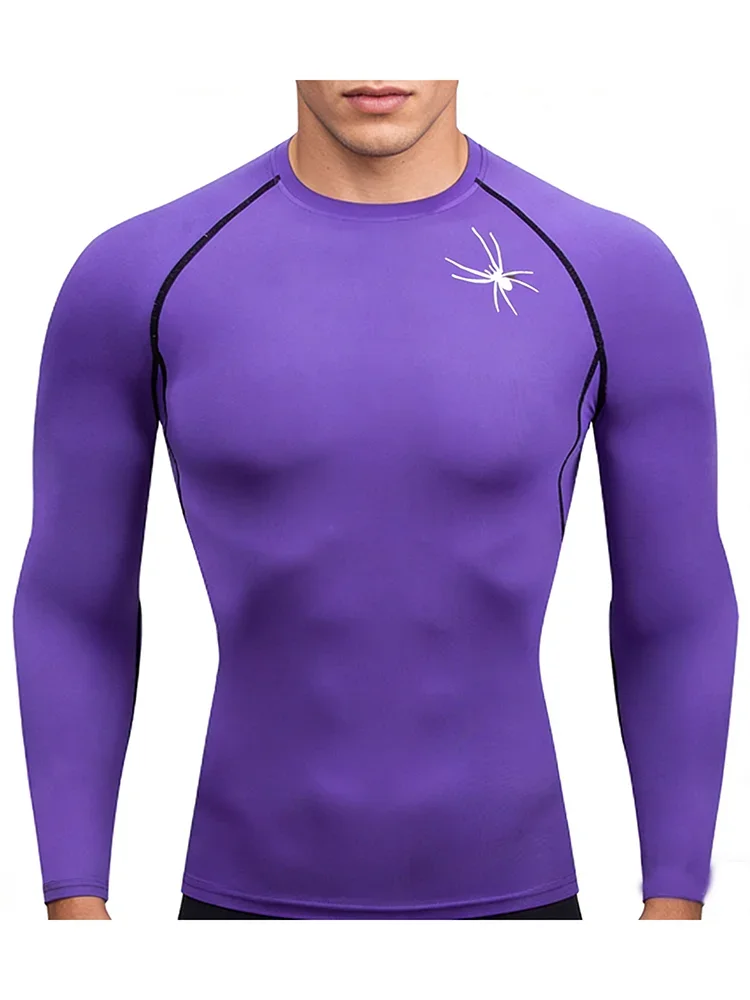 

Мужская компрессионная футболка для бега, облегающая, с длинными рукавами, для тренировок, занятий спортом, бега, быстросохнущая, спортивная одежда для спортзала