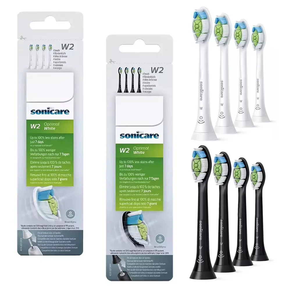 4PCS For Philips HX6064 Sonicare W2 Toothbrush Heads Replacement Toothbrush Heads Toothbrush Brush Head White Or Black