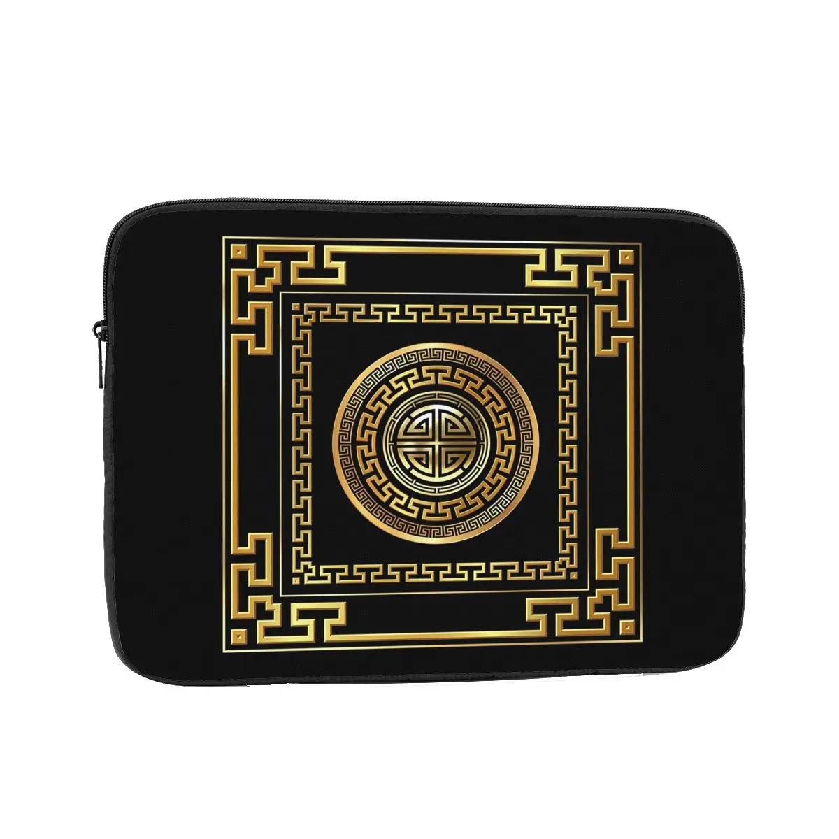 

Greek Key Meander Black Gold Large Laptop Sleeve Cover Bag 10 12 13 15 17 Inch Notebook Bag Sleeve Tablet Shockproof Case Bag
