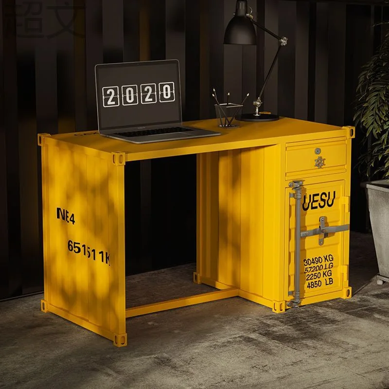 Industrial style container desk creative multi-function computer desk work wrought iron desk