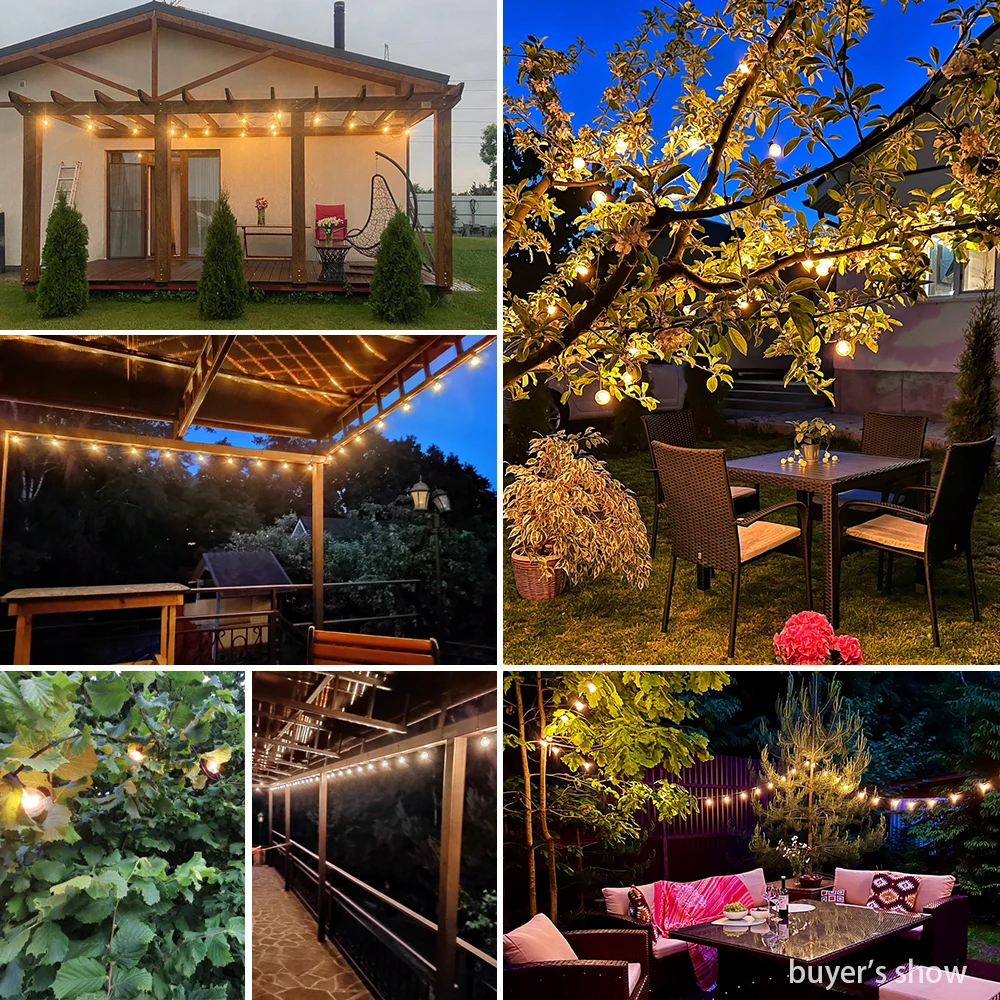 LED String Light Tungsten String Light Holiday Light Outdoor G40 LED Bulbs 25FT 25Bulbs Garden Decor Wedding Party Garland