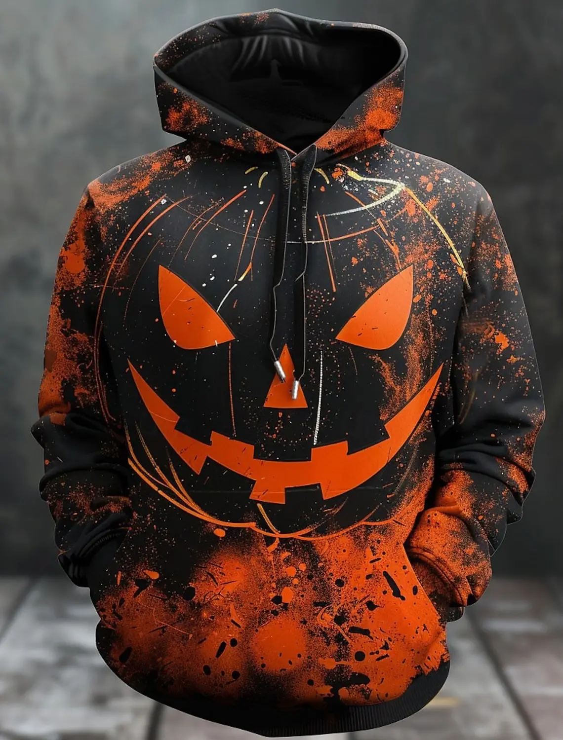 

Halloween Graphic Men's Hoodie Pumpkin Prints Classic Casual 3D Pullover Holiday Fashion Hoodies Thin Style Long Sleeve Hooded