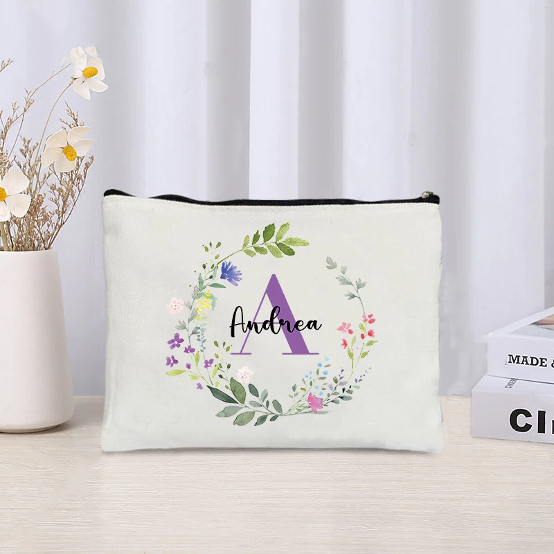 Custom Makeup Organizer Ladies Travel Essentials Cosmetic Bag Cute Floral Toiletry Pouch Lover Gift Bridesmaid Handbag for Women