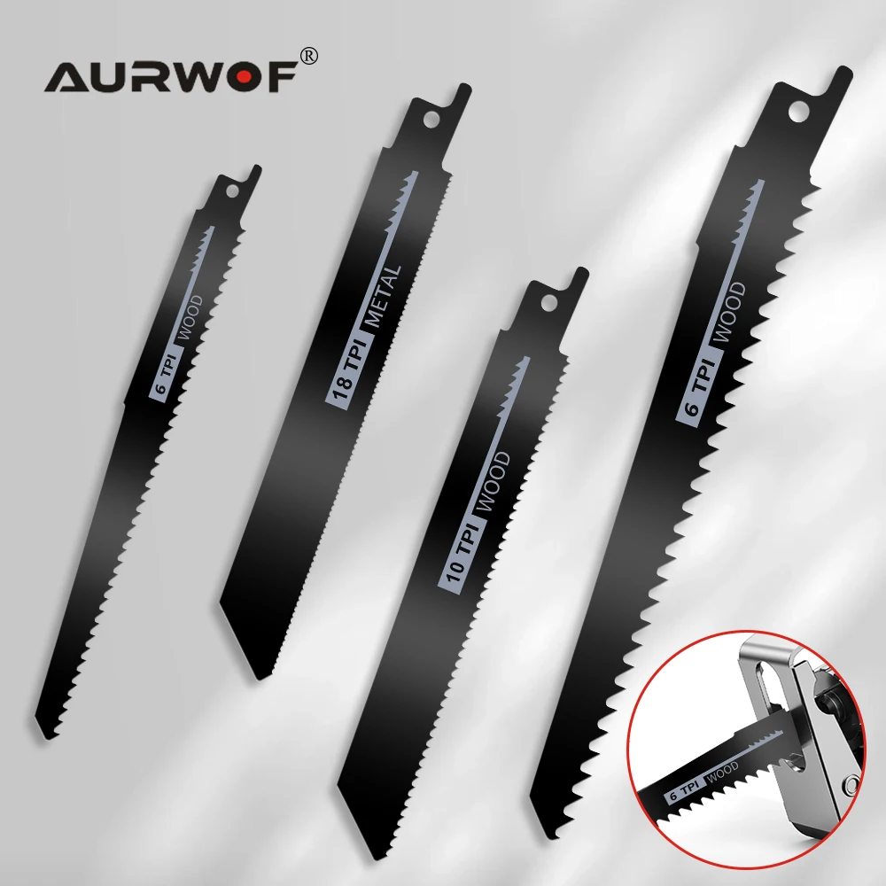 AURWOF 4 قطعة مجموعة اللاسلكي الكهربائية الترددية المنشار بطارية متعددة الوظائف المحمولة مناشير كهربائية المعادن قطع الخشب صابر المنشار