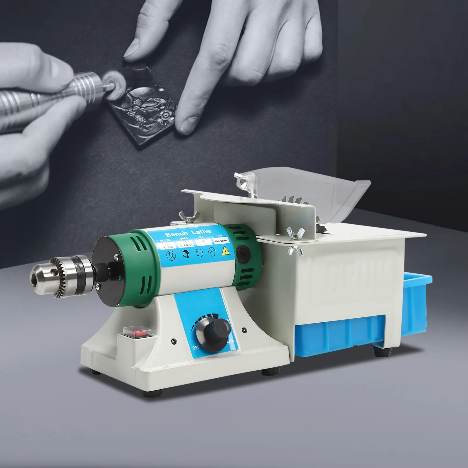 

750W 110V Powerful Multi-Function Table Saw & Jewelry Polishing Machine, Bench Buffer Grinder for Gem Cutting, Rock Polishing