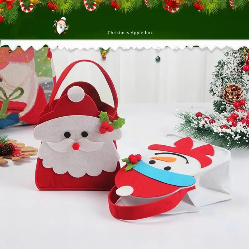 Christmas Decoration Handicraft Craft Toys Apple Bag Non-Woven Xmas Creative Materials Kits Gift Box Candy Bag Kids Handbag