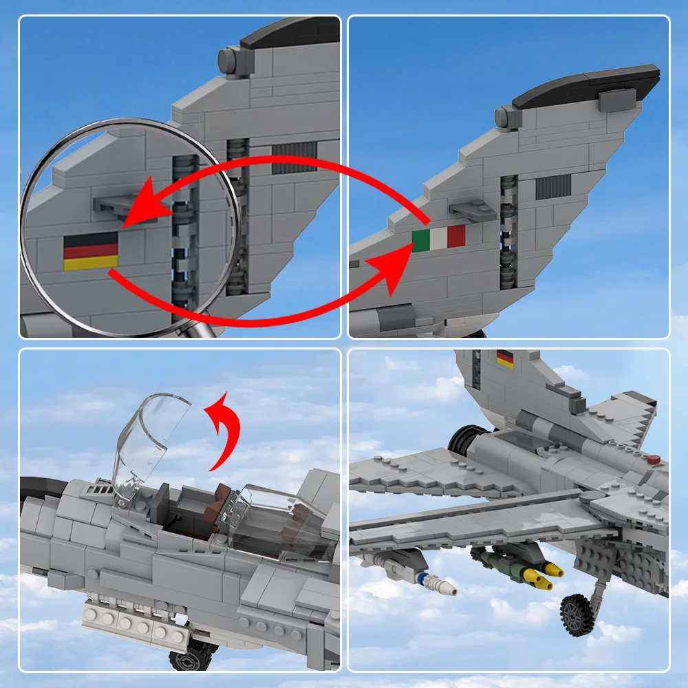 MOC Panavia TORNADO 1:32 Minifigure Scale Building Blocks ทหาร Bomber Fighter Jet ปริศนาอิฐของเล่นของขวัญ