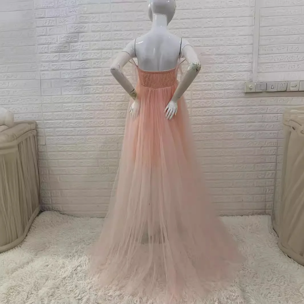 Pregnancy Dresses Maternity Photo Shoot Maxi Gown Off Shouder Lace Mesh Women Clothing for Baby Shower Photography Props