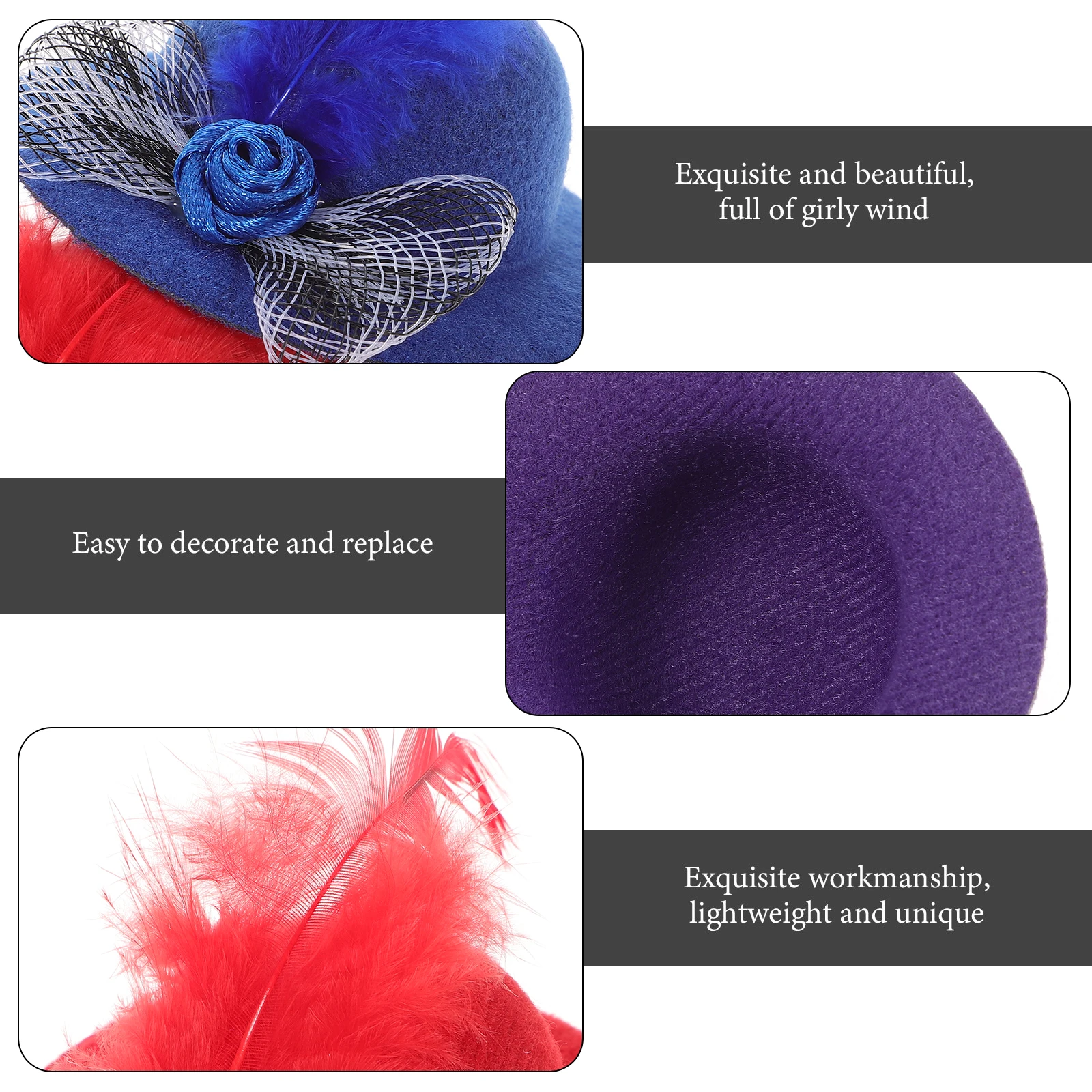 

6 Pcs Mini Princess Hair Accessories Hat Small Top Hats for Crafts Tiny Knitting Bowler Polyester Miniatures Dollhouse Toddler