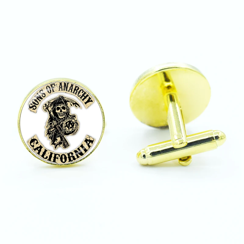 Son of Anarchy Cufflinks High Quality Glass Dome Cabochon Shirt Cufflinks for Mens Fashion Jewelry Gift