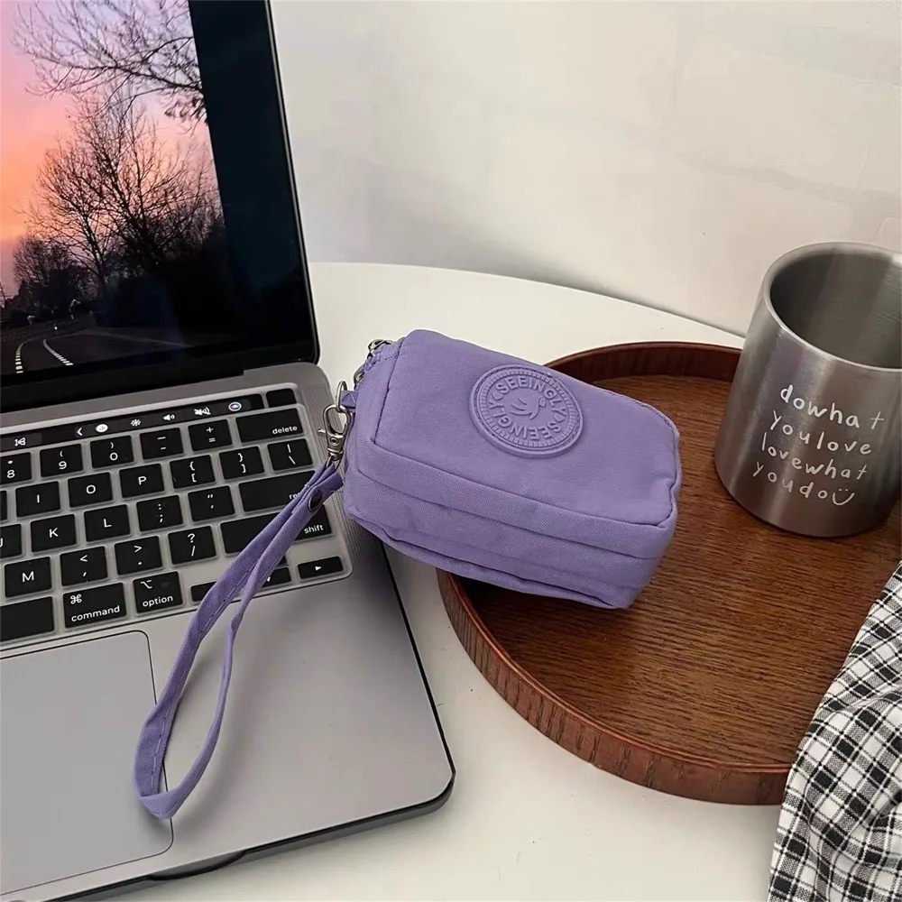 

Letter Short Zipper Coin Purse Large Capacity Nylon Handbag Simple Money Bag Lipstick Storage Bag With Lanyard Nylon Phone Bag