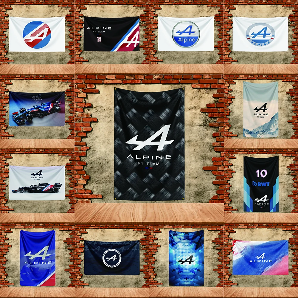 Car Flag 3x5ft for Alpine Fans Banner Custom any Image Garage Bedroom Living Room Dorm Wall Hanging Decor Tapestry