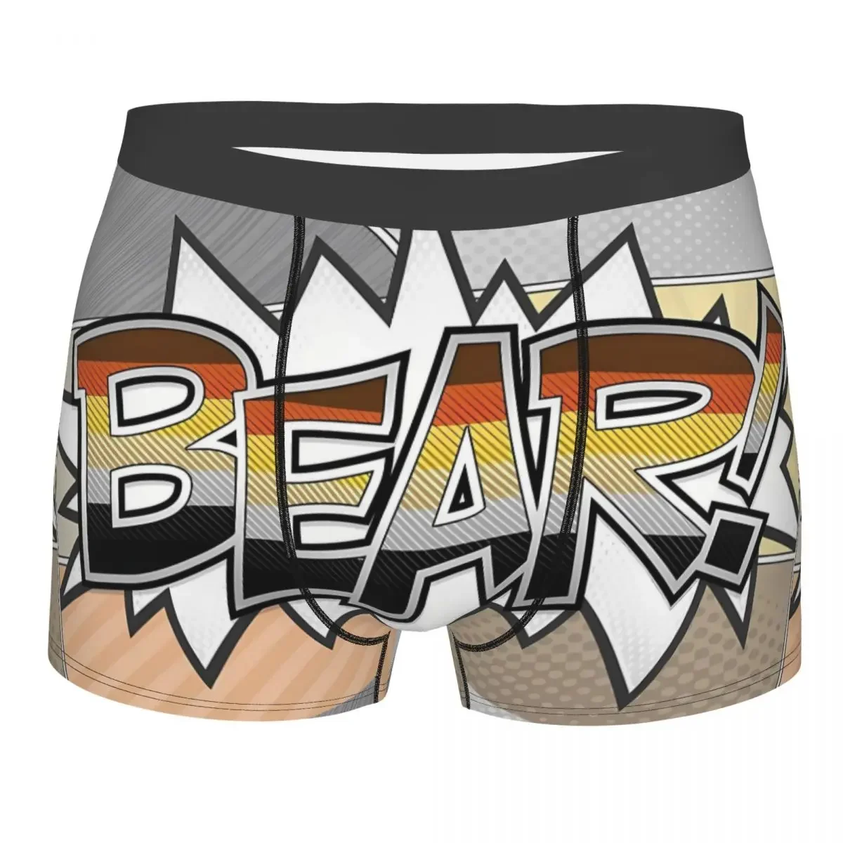 Halftone Gay Bear Typography With Background Man's Boxer Briefs Pride Flag Breathable Funny Underwear High Quality Print Shorts