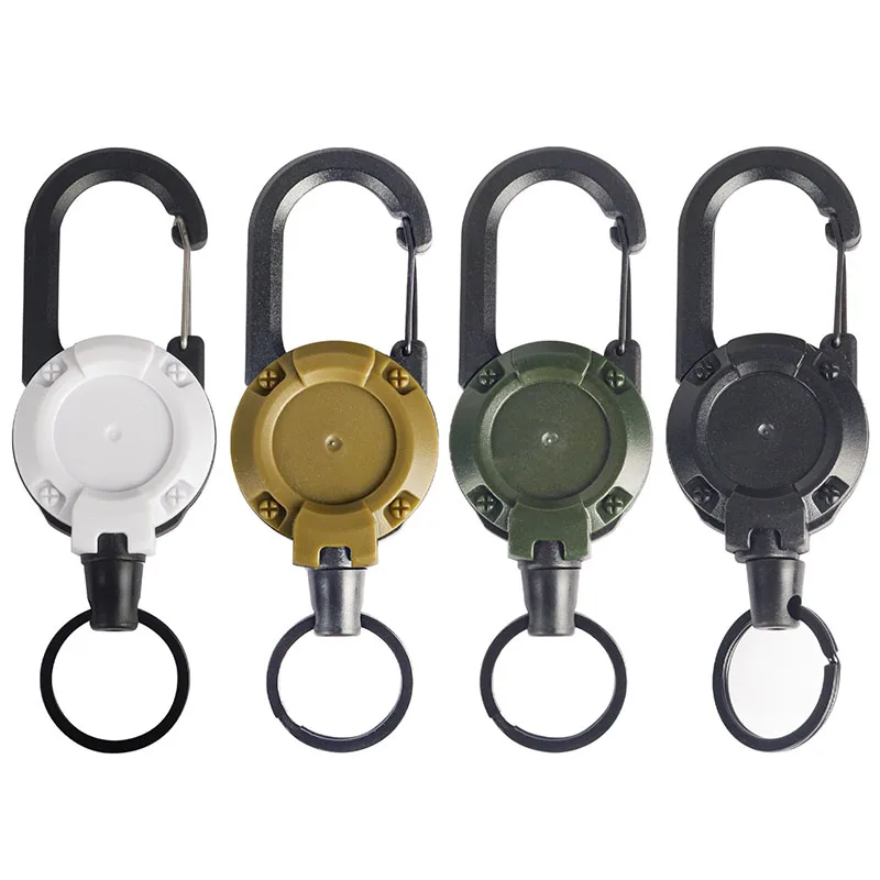 Anti-theft Metal Easy-to-pull Buckle Rope Sporty Retractable Key Ring Lastic Keychain Anti Lost Yoyo Ski Pass ID Card HWXGJ05