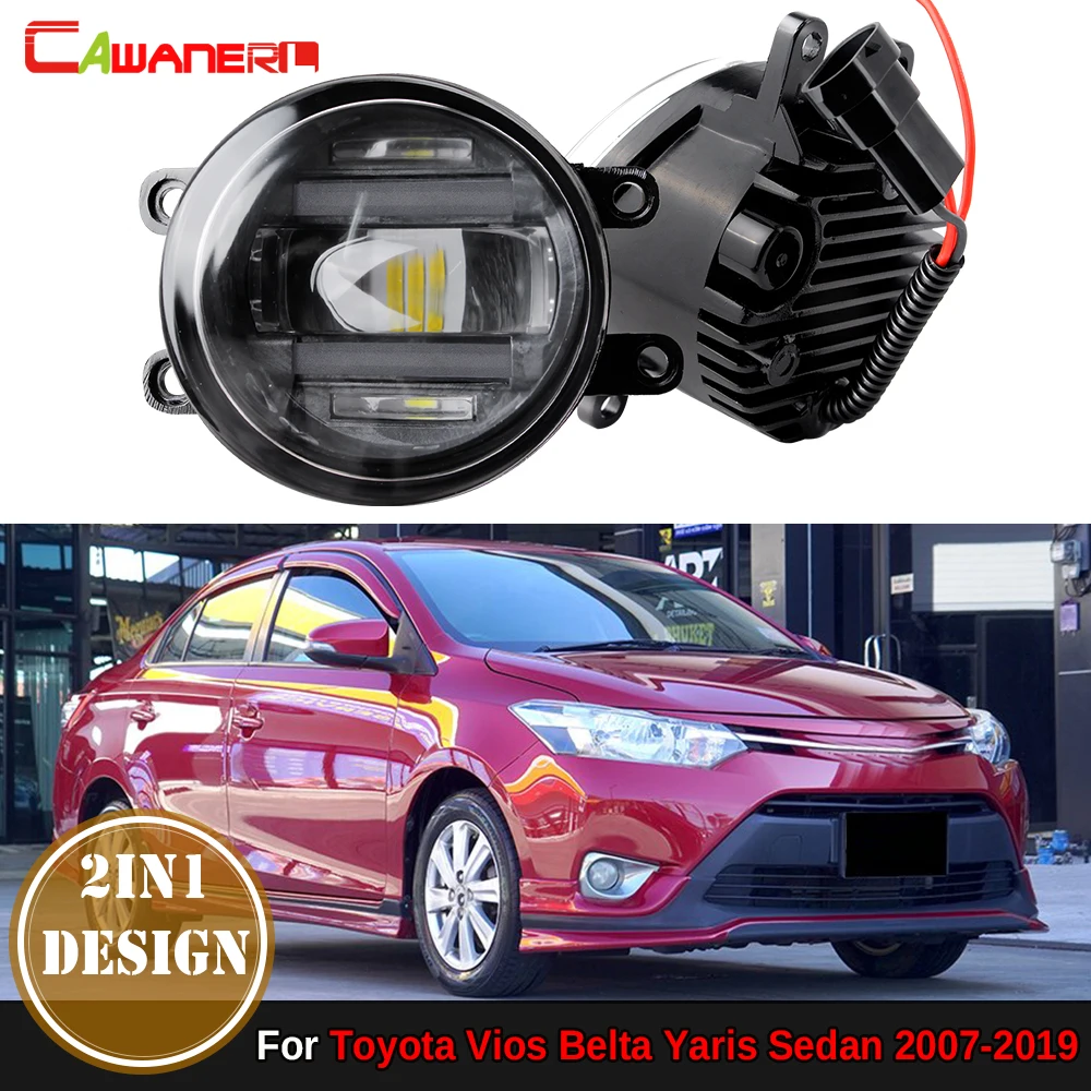 

2IN1 Function LED Lens Fog Light with DRL For Toyota Vios Belta Yaris Sedan 2007-2019 36W Car Fog Daytime Running Lamp 1 Pair