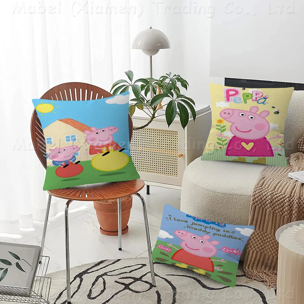 

Cartoons P-PEPPAS PIG Pillow Cover Sofa Cushion Cover Home Room Decoration Children Gift