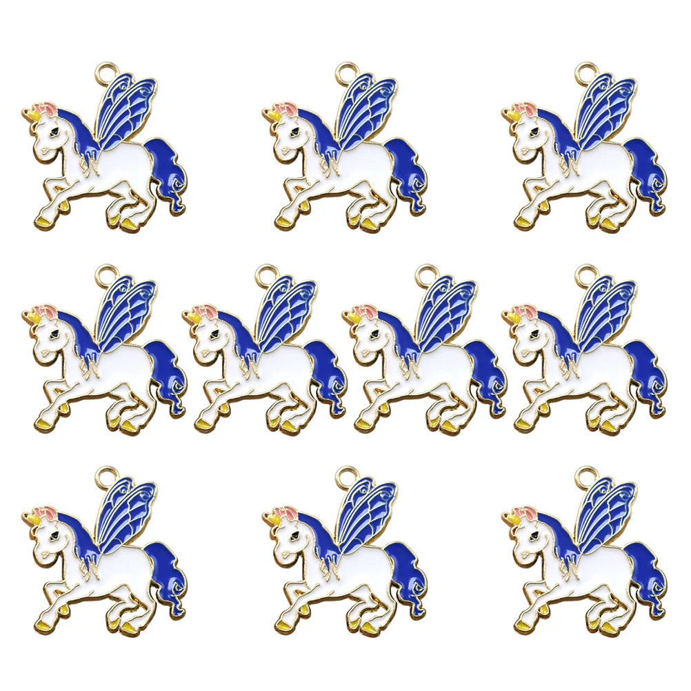 

10pcs Colorful Alloy Flying Horse Unicorn Pendants Diy Charm Set Jewelry Making Accessories Necklace Keychain Decorative Pendant