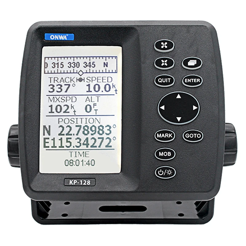 ONWA KP-128 Navigator Satelit Laut 4.3 Inci dengan GPS/SBAS 12V Waypoint dan Jalur Penerbangan untuk Petualangan Bahari