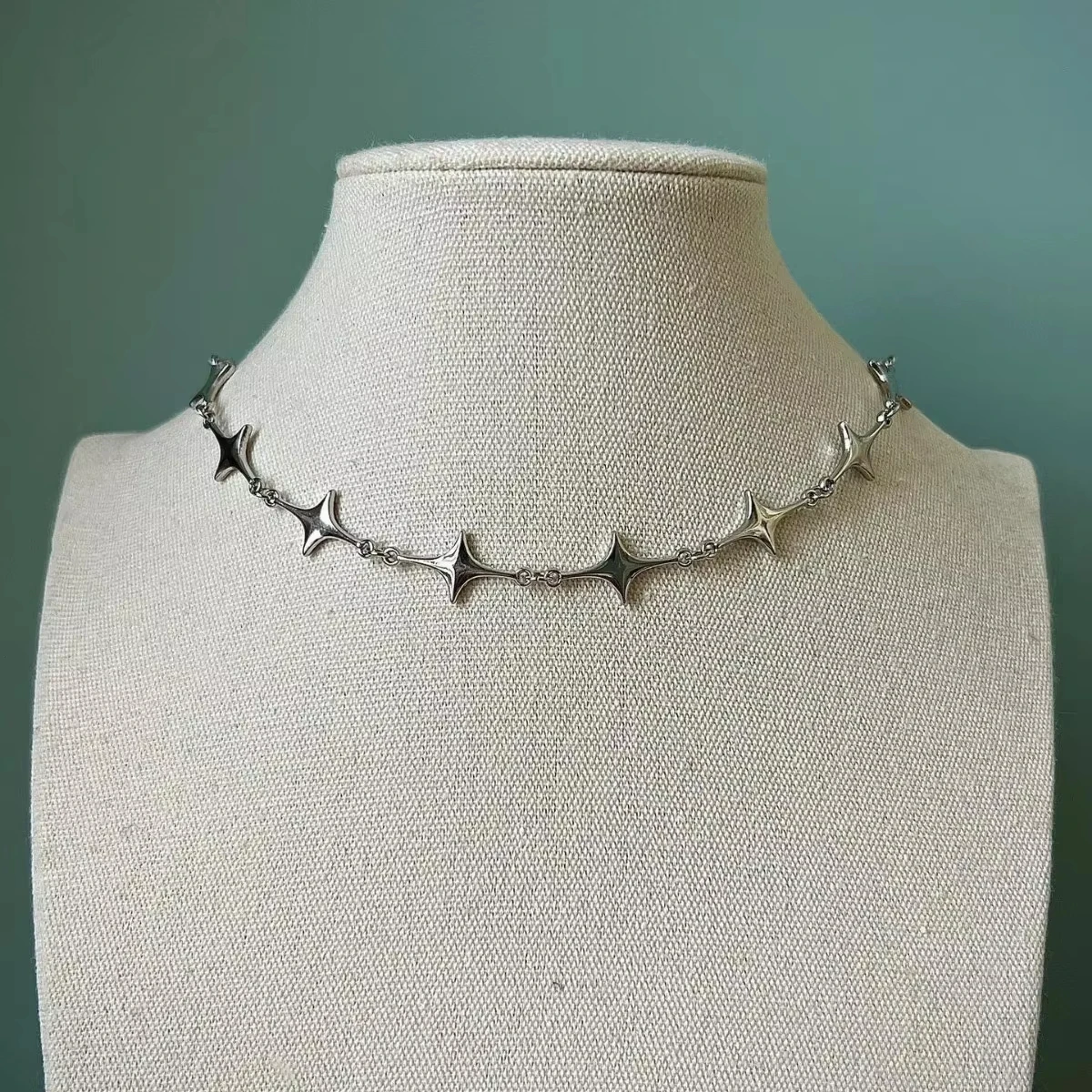 Stainless Steel Personality Punk Silver Color Stars Chains Necklace for Women Halloween Party Dreamy Temperament Chokers Jewelry