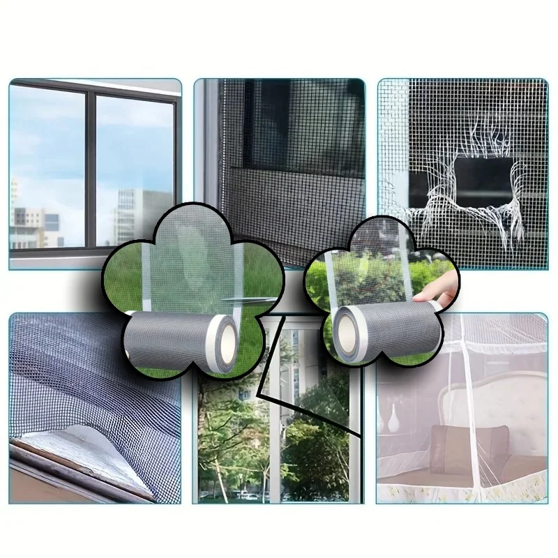 1 Roll 5m/196.85in Screen Repair Tape Plastic Patch for Windows and Doors - Mosquito Net Repair, Floor drain with insect proof