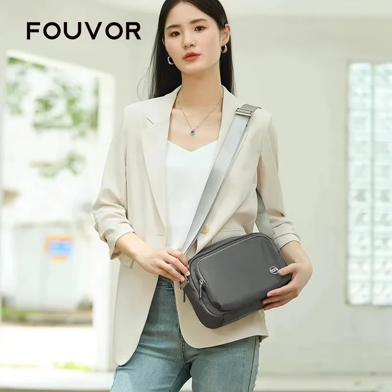 FOUVOR Women's Shoulder Bag 2026 Trend Small Square Phone Bag Oxford Fabric Water Repellent Versatile Crossbody Bags 6105-04
