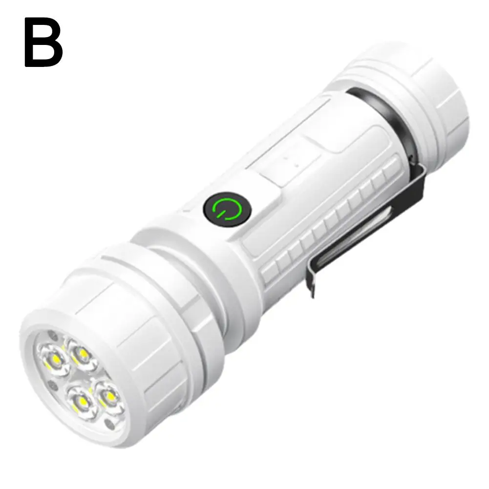 3led Mini Strong Light Super Bright Flashlight Usb Charging Lighting Emergency Clip Tail Torch Outdoor Pen Magnet Portable E0g7