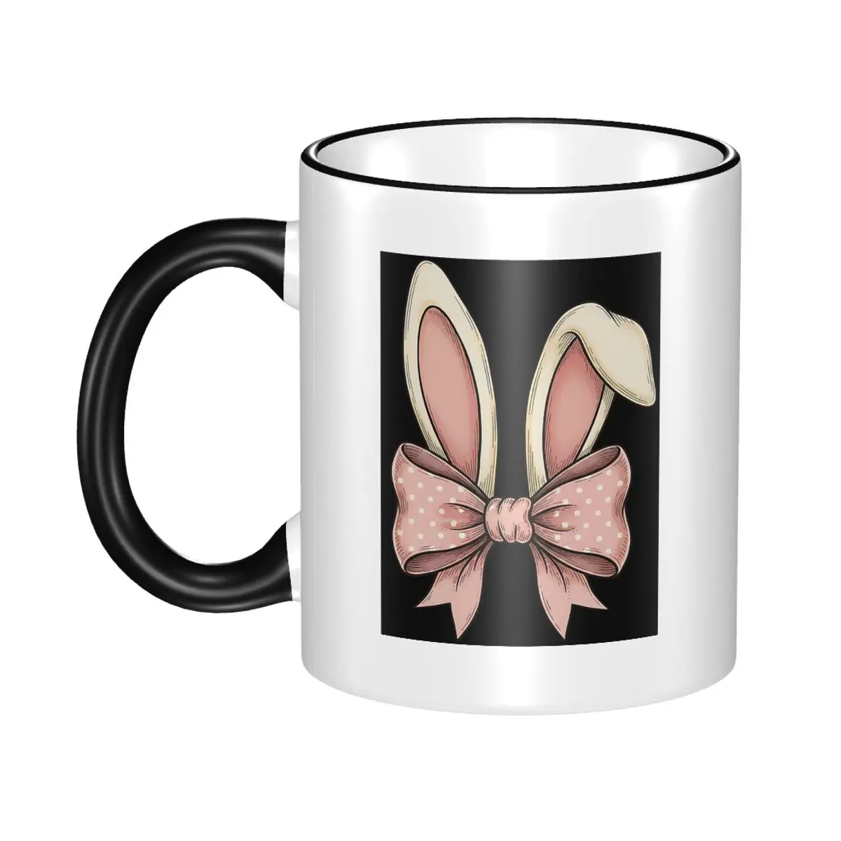 Funny Easter Bunny Ears Coquette Girls Womans Mug Funny Ceramic Coffee Cups Tea Mugs Milk Cup Drinkware Gift for Friends