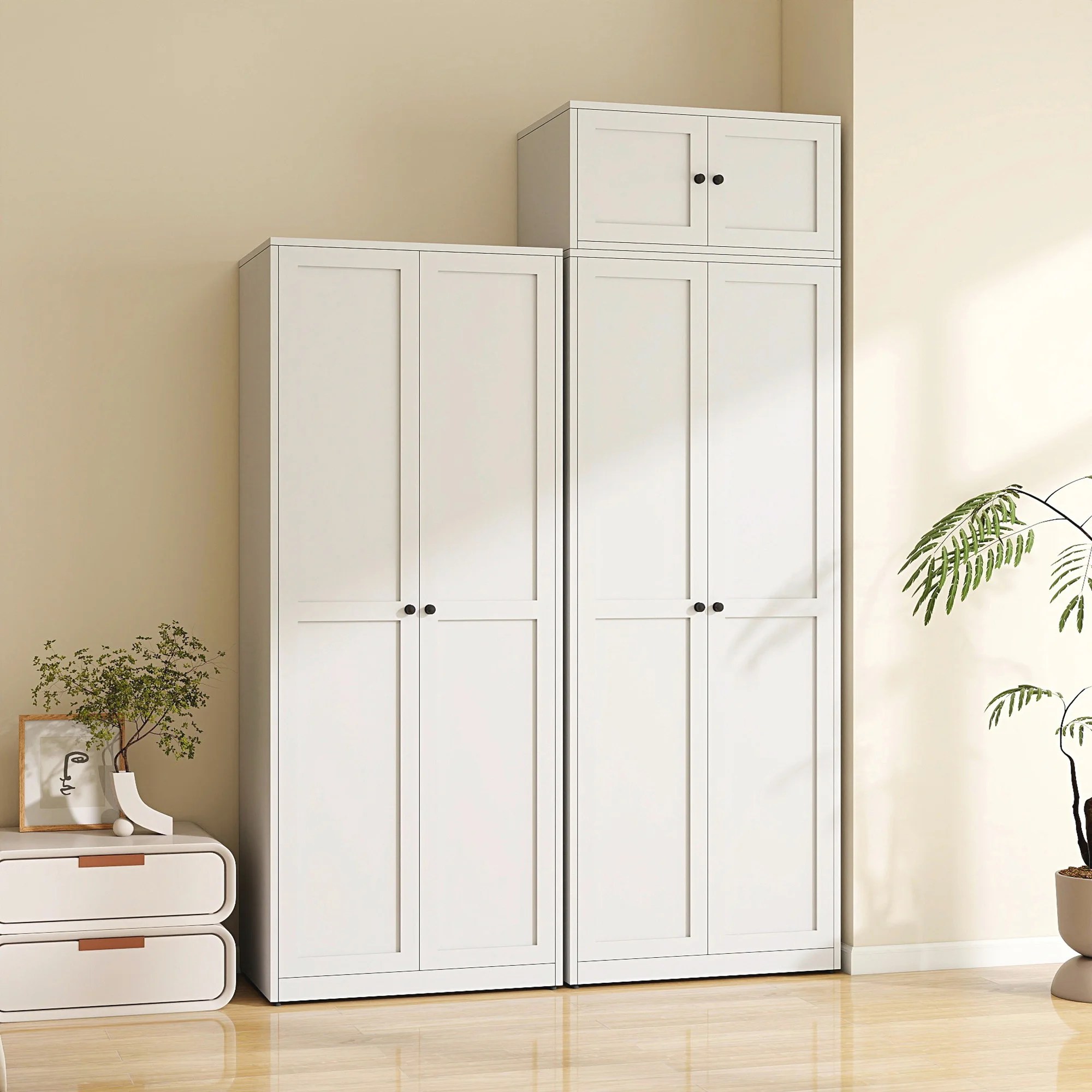 2-Swing Door Steel Wardrobe Office & Bedroom Metal Storage Clothes Cabinet For School Furniture