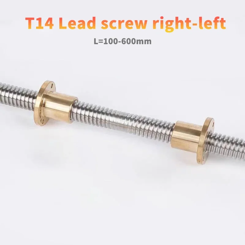 1PC 304 stainless steel T14 Lead Screw right-left length100-1000mm OD 14mm Lead 3mm with nut for 3D Printer part