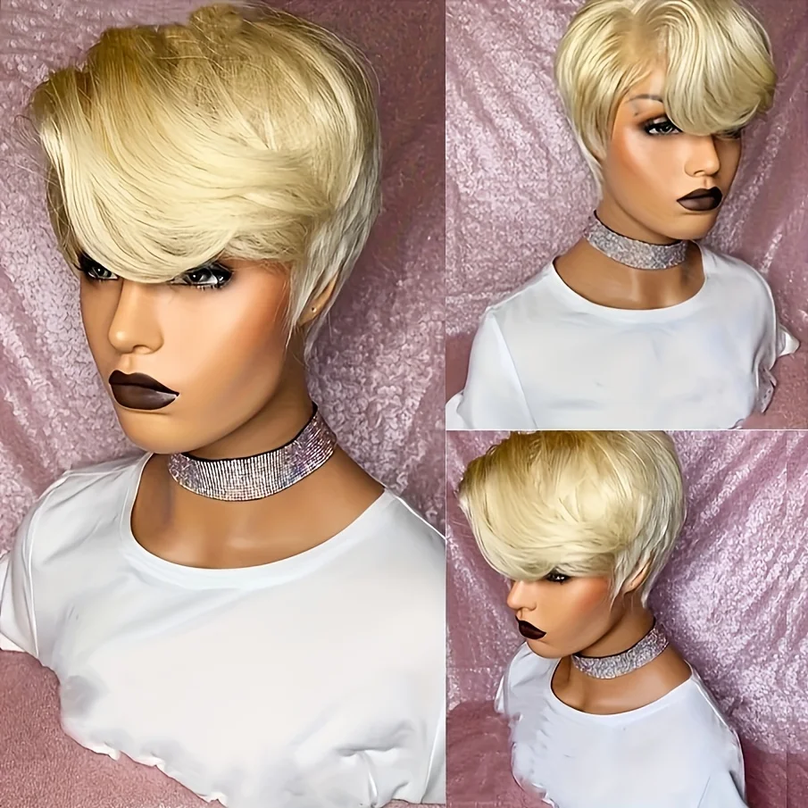 Short Bob Pixie Cut Wig 13*1 Lace Frontal Straight Transparent Lace Front Human Hair Wigs For Women Preplucked Brazilian