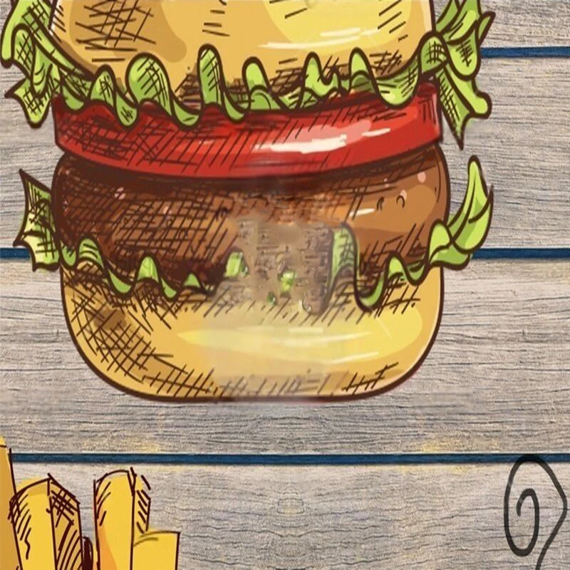 

Delicious Fast food Retro-style Custom restaurant hamburgers work clothes TV bedroom home decoration background wall paintings