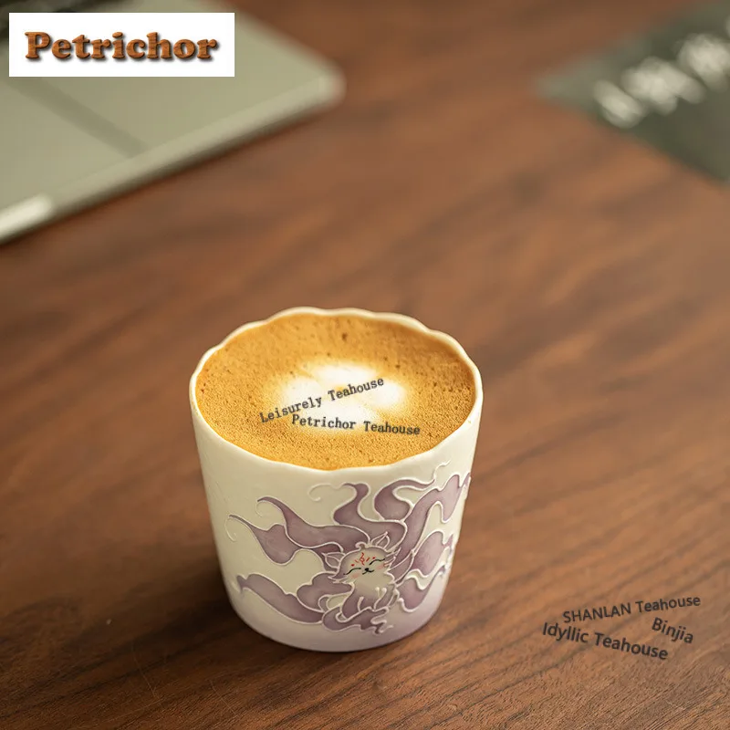 

200ml Hand Painted Nine-tailed Fox Coffee Mug Beer Cup Afternoon Tea Mug Wine Beer Bottle Personal Office Water Cup Drinkware