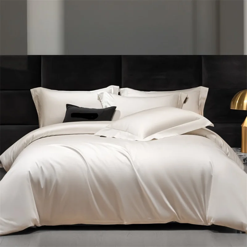 Hotel Grade Solid Color Luxury 1000TC Long Staple Cotton Soft Bedding Set Duvet Cover Bed Sheet/Fitted Sheet Pillowcase 3/4Pcs
