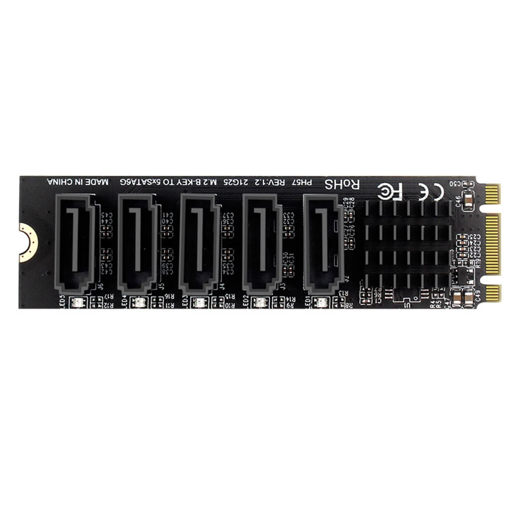 

M.2 NGFF B-Key Sata To SATA3 Expansion Card JM575 Chipset M.2 To SATA3.0 Adapter Card Support SSD and HDD 5 Ports for Desktop PC