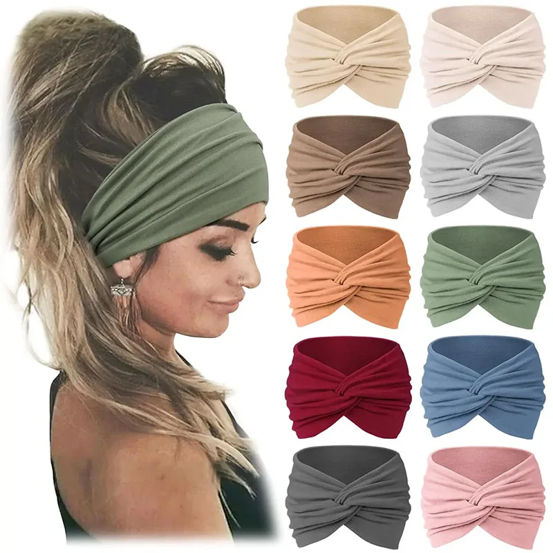 Bohemian European and American Sports Headband Women's Wide Yoga Elastic Running Hair Accessories Headw 1PCS image 4